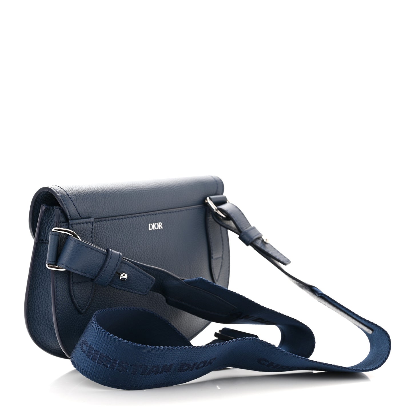 Grained Calfskin Saddle Pouch Blue