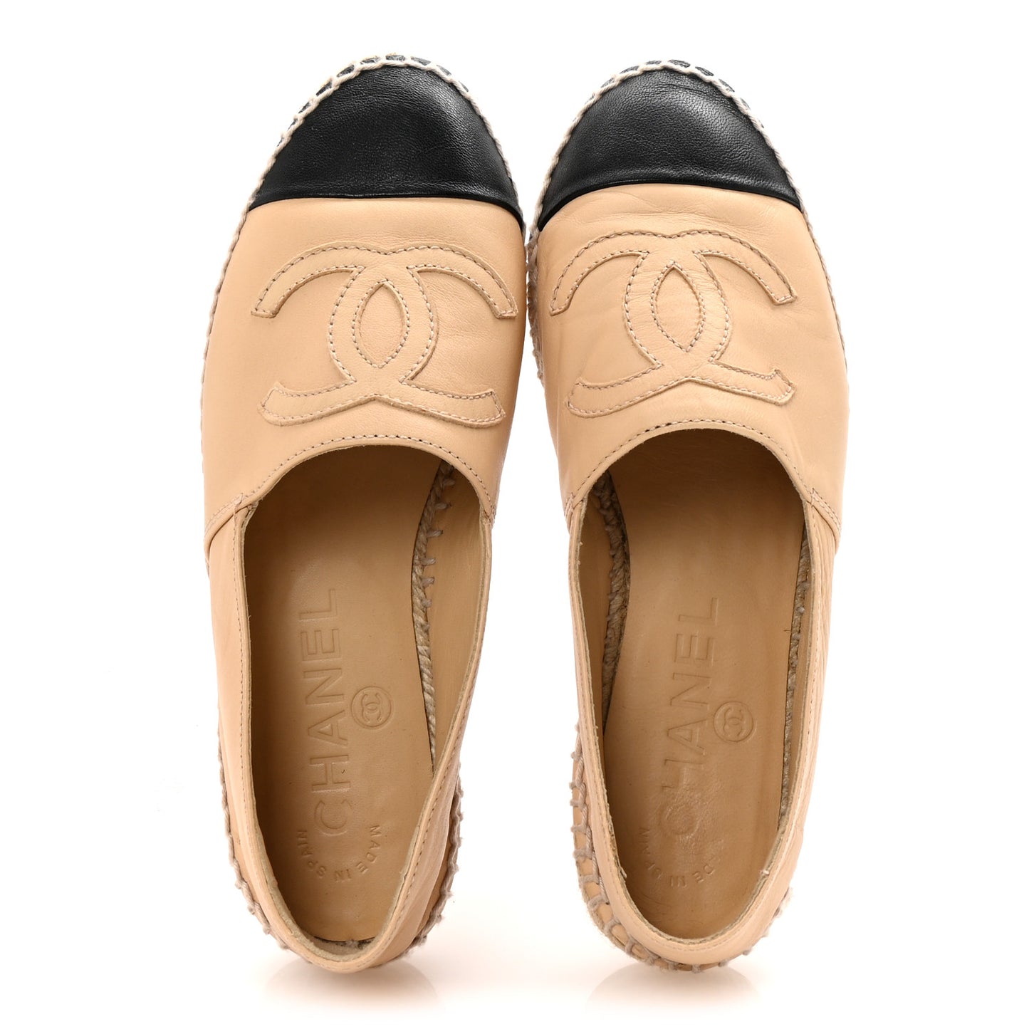 Lambskin CC Espadrilles 35 Beige Black