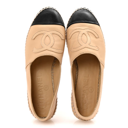 Chanel Lambskin CC Espadrilles 35 Beige Black 2 of 8
