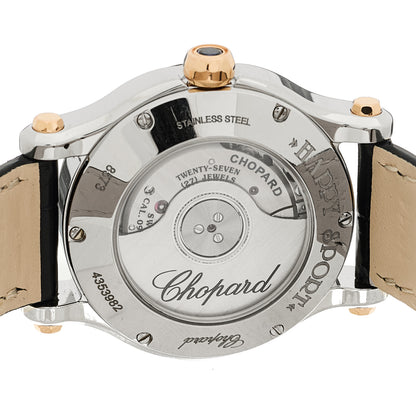 Chopard Stainless Steel 18K Rose Gold Alligator Diamond 30mm Happy Sport Sun, Moon and Stars Automatic Watch Blue 4 of 4