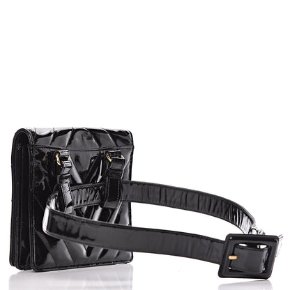 Chanel Patent Chevron Quilted Belt Bag 70 28 Black 3 of 12