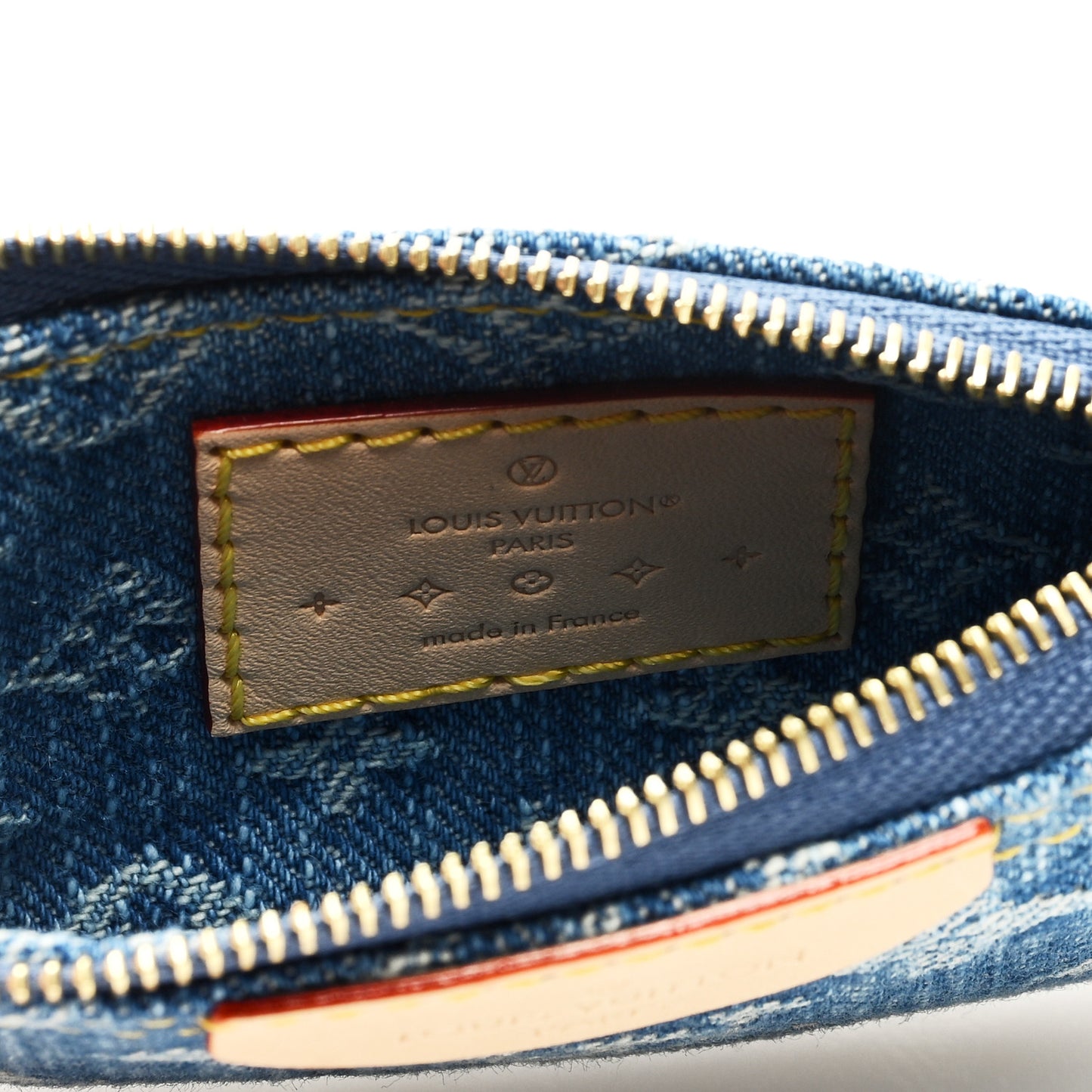 Monogram Denim Key Pouch Denim Blue