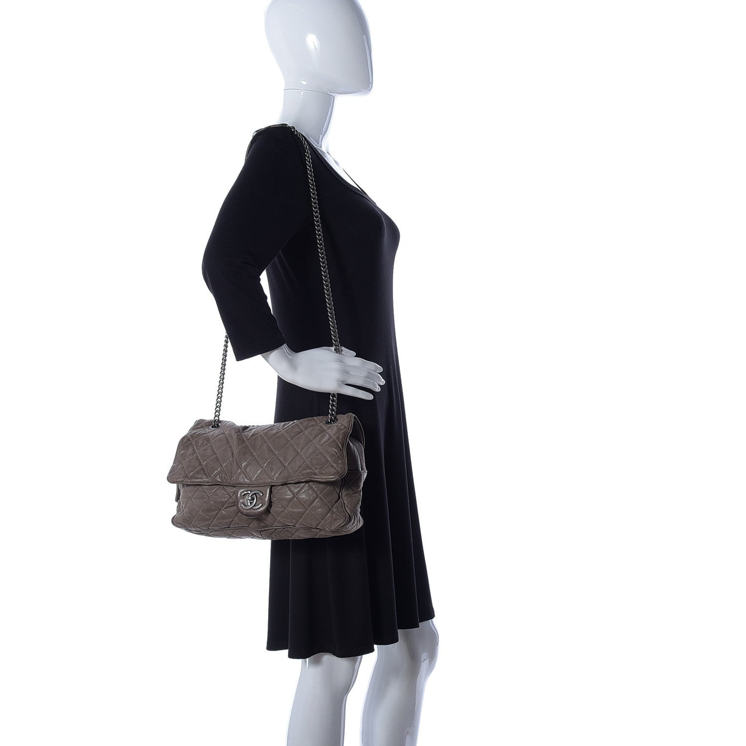 Chanel Iridescent Calfskin Quilted Large Shiva Flap Grey 2 of 9