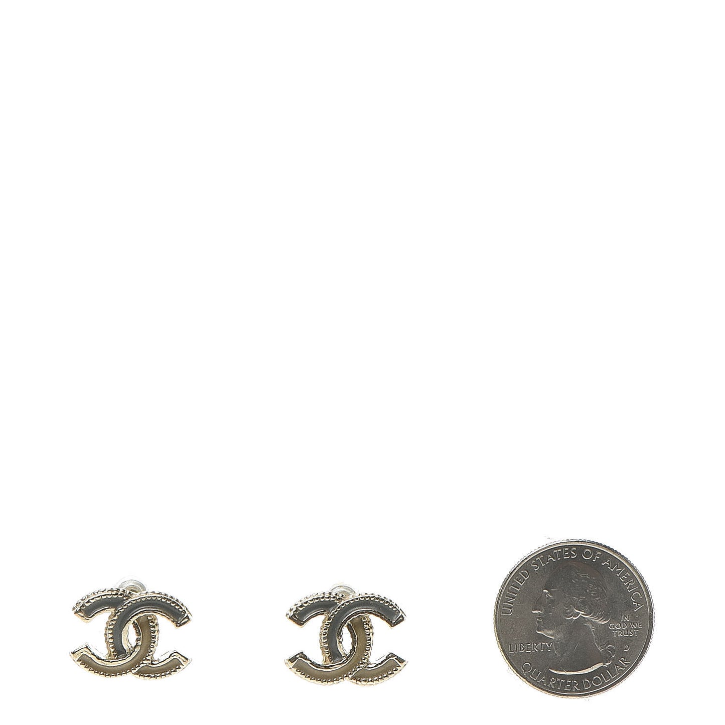 Glitter Enamel CC Earrings Grey Gold