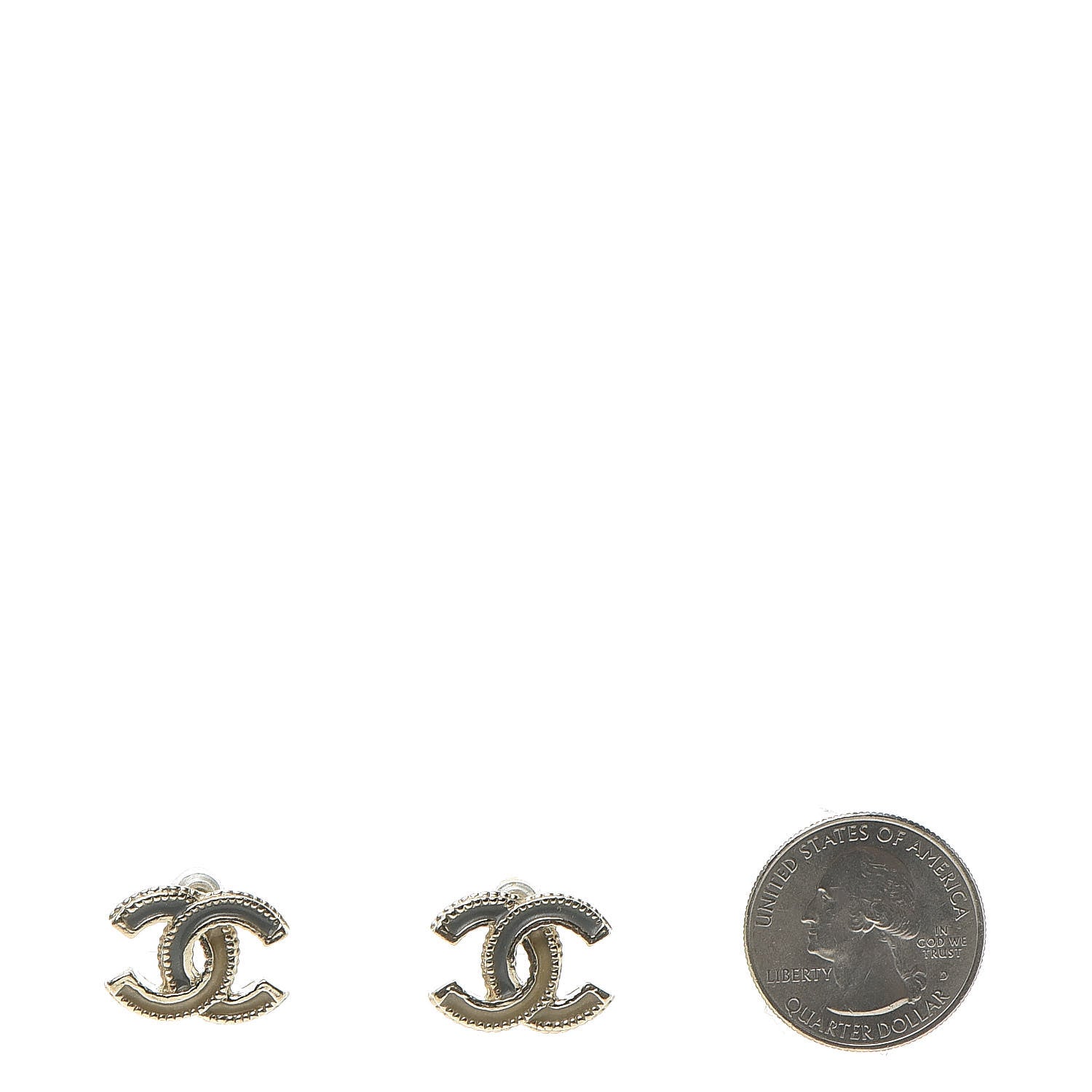 Chanel Glitter Enamel CC Earrings Grey Gold 2 of 4