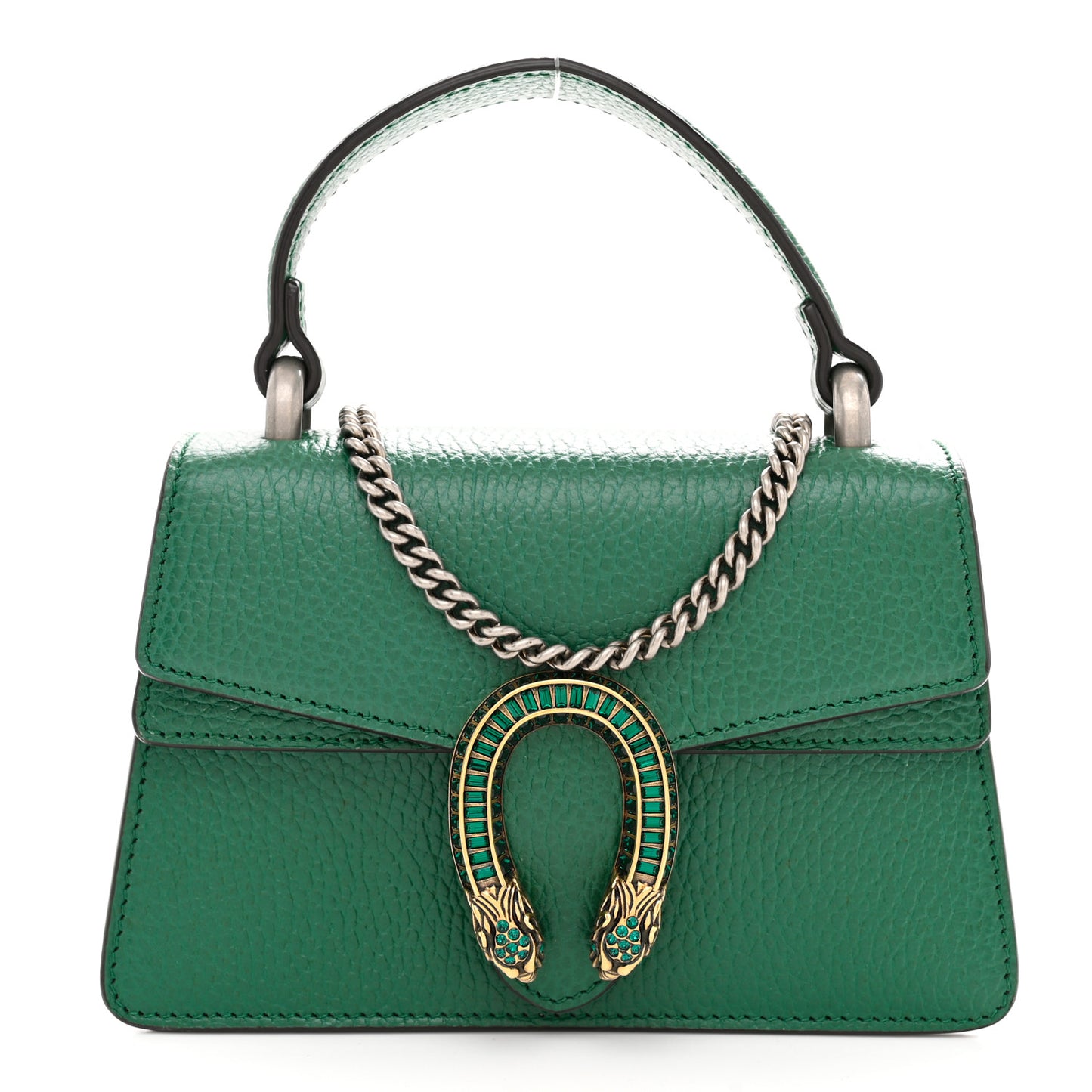 Dollar Calfskin Crystal Mini Dionysus Top Handle Bag Emerald