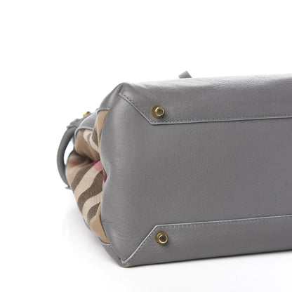 Burberry Smooth Calfskin Medium Banner Tote Grey 8 of 10