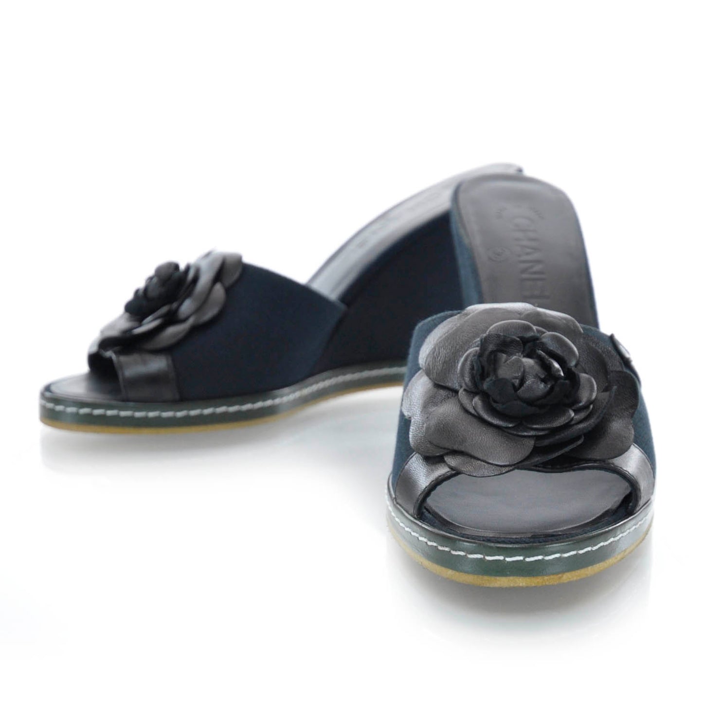 Canvas Camellia Wedge Sandals 39