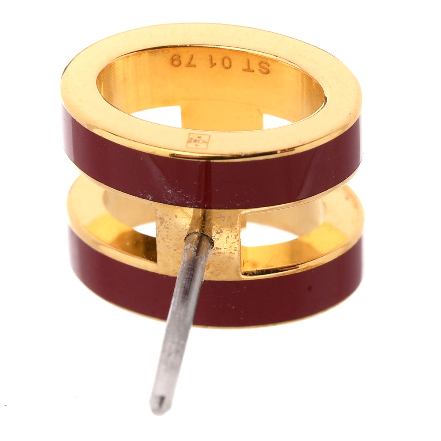 Hermes Gold Lacquered Pop H Earrings Rouge Vif 4 of 4
