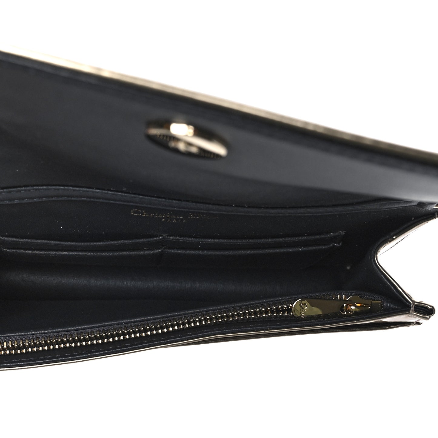 Metallic Patent Micro-Cannage Diorama Wallet on Chain Pouch Gold