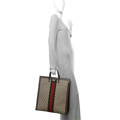 Gucci GG Supreme Monogram Web Ophidia Vertical Tote Brown 2 of 11