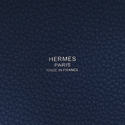 Hermes Taurillon Clemence Casaque Picotin Lock 22 MM Bleu Saphir Bleu Brighton 6 of 10
