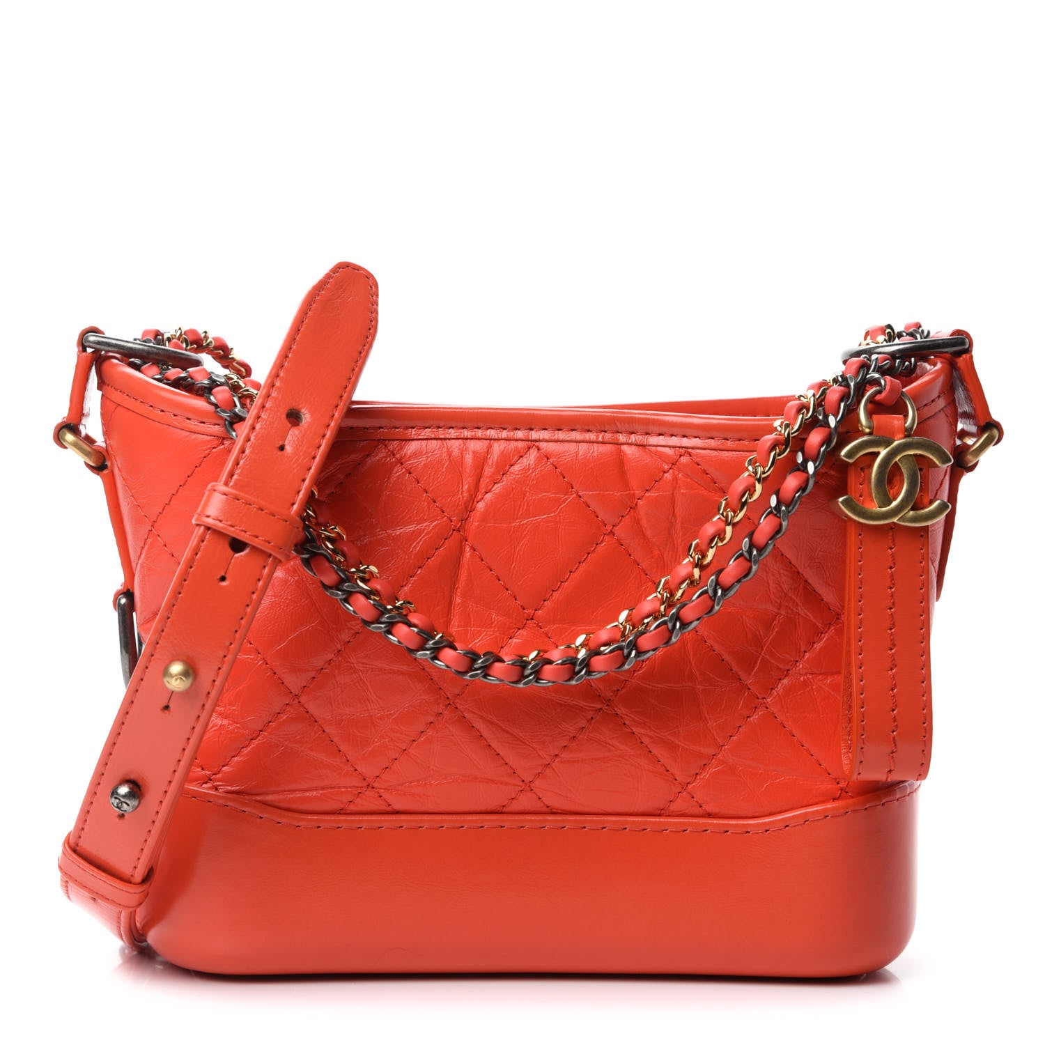 Chanel Aged Calfskin Quilted Small Gabrielle Hobo Red 1 of 13