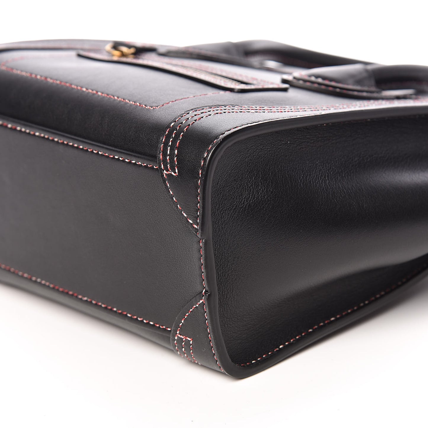 Smooth Calfskin Multicolor Stitch Nano Luggage Black