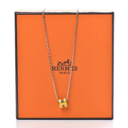 Hermes Lacquered Palladium Mini Pop H Pendant Necklace Jaune Sature 6 of 6