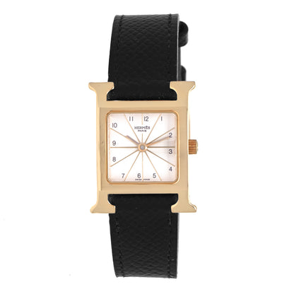 Hermes Stainless Steel Courchevel 21mm Heure H Hour Quartz Watch Noir 1 of 4