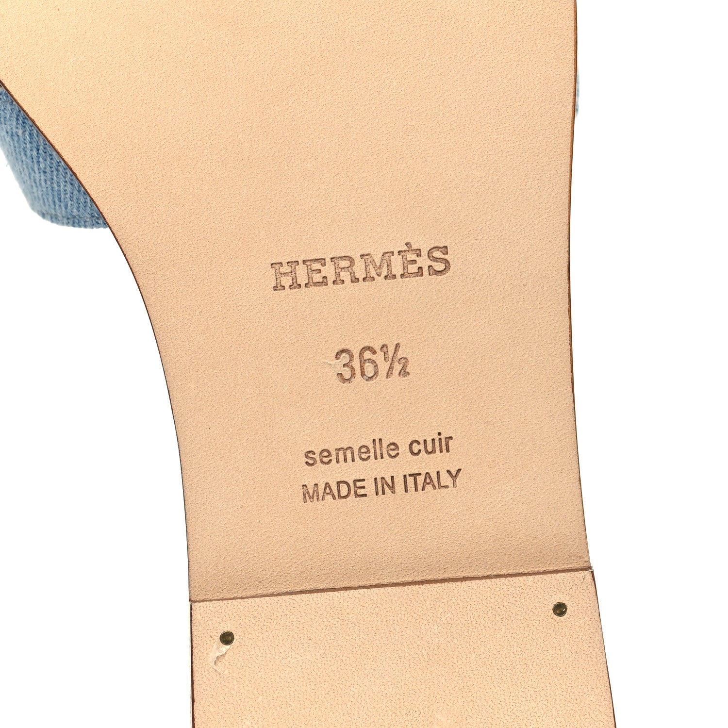 Hermes Denim Canvas Oran Sandals 36.5 Bleu Clair 6 of 9
