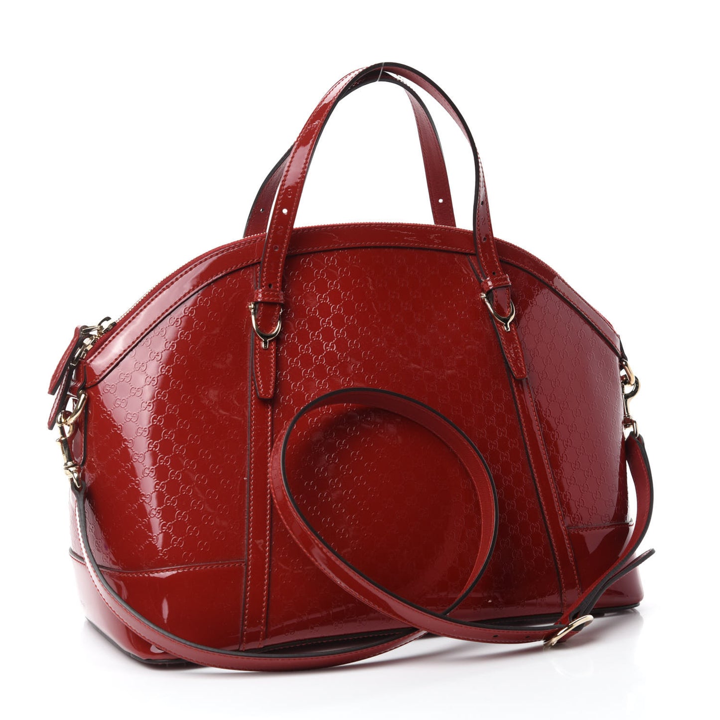 Patent Microguccissima Medium Nice Top Handle Dome Bag Rose Bed