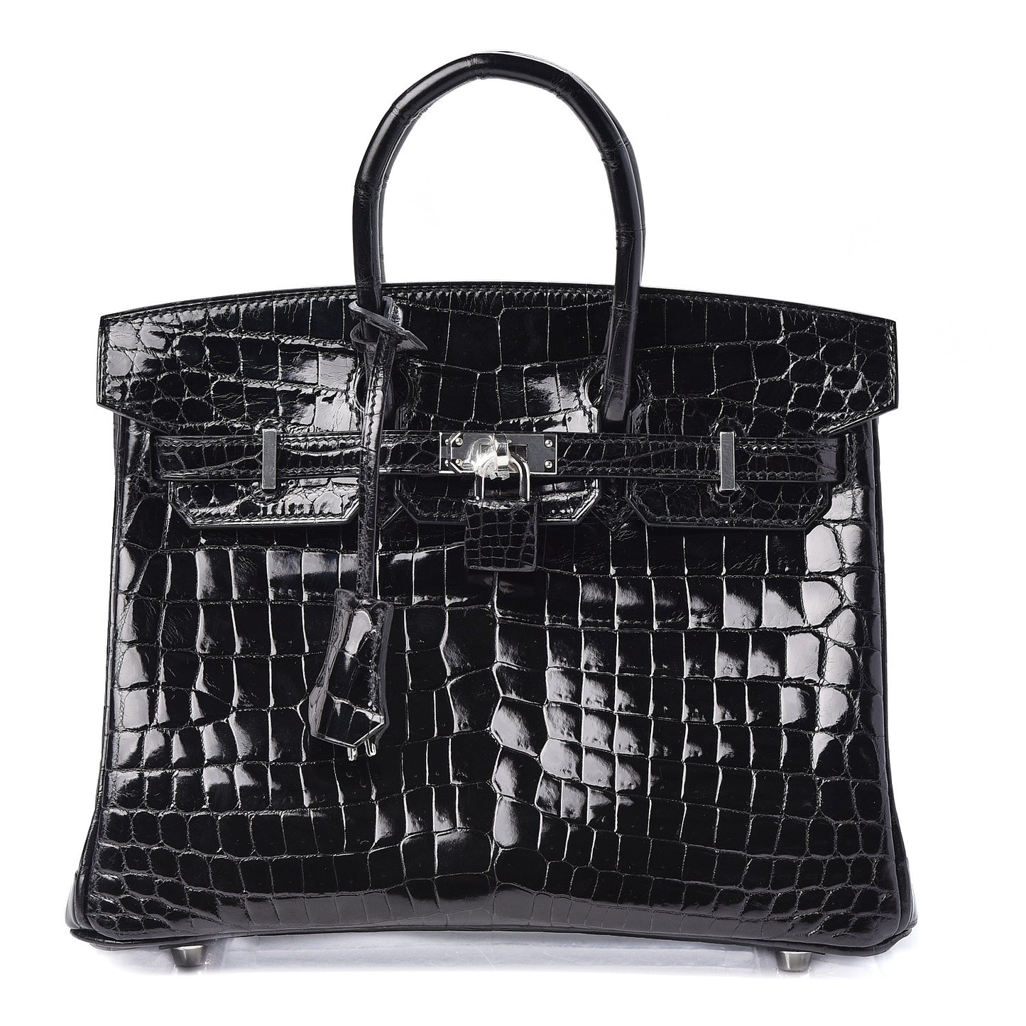 Shiny Niloticus Crocodile Birkin 25 Black