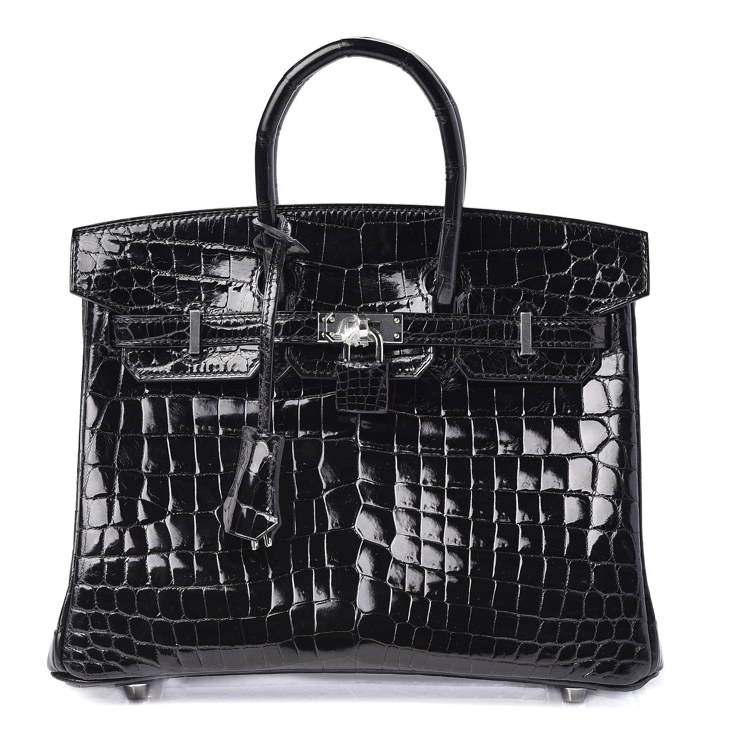 Hermes Shiny Niloticus Crocodile Birkin 25 Black 1 of 36