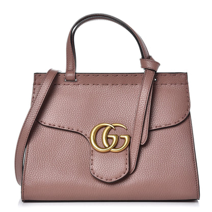 Gucci Calfskin Mini GG Marmont Top Handle Bag Rosy Phard 1 of 9
