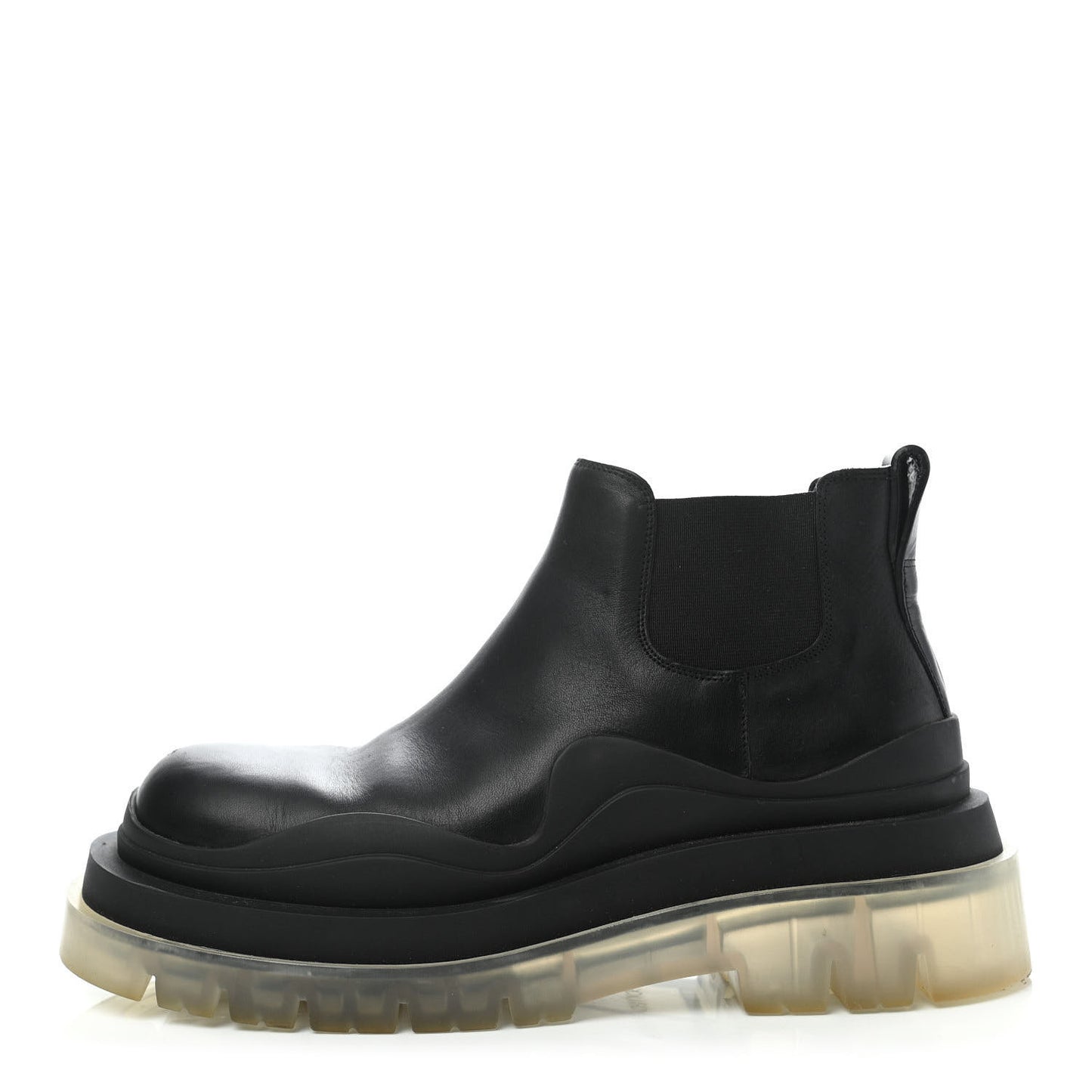 Calfskin The Tire Cropped Chelsea Boots 37 Black Transparent