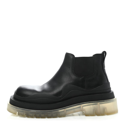 Bottega Veneta Calfskin The Tire Cropped Chelsea Boots 37 Black Transparent 1 of 7