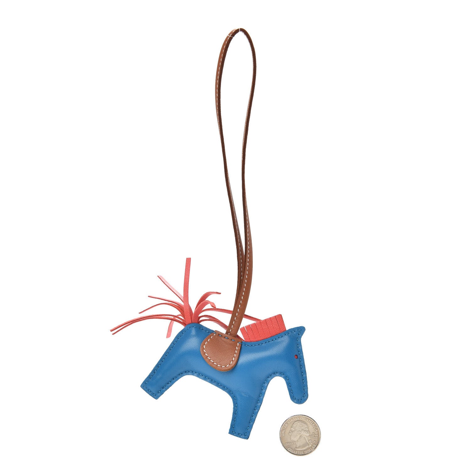 Hermes Milo Lambskin Grigri Rodeo Horse Bag Charm PM Blue Zanzibar Rose Texas Gold 2 of 4