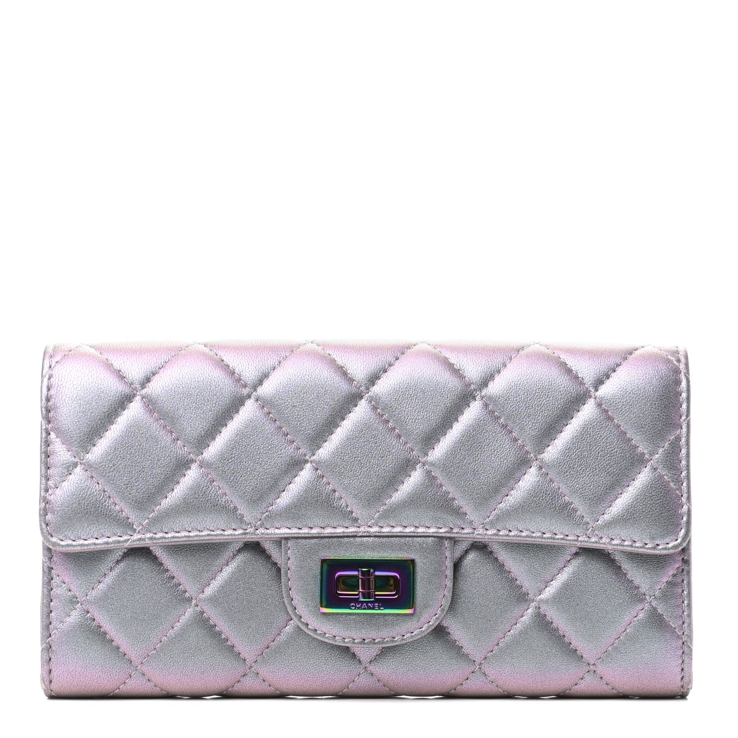 Chanel Iridescent Lambskin Quilted Reissue Large Gusset Flap Wallet Light Purple 1 of 8