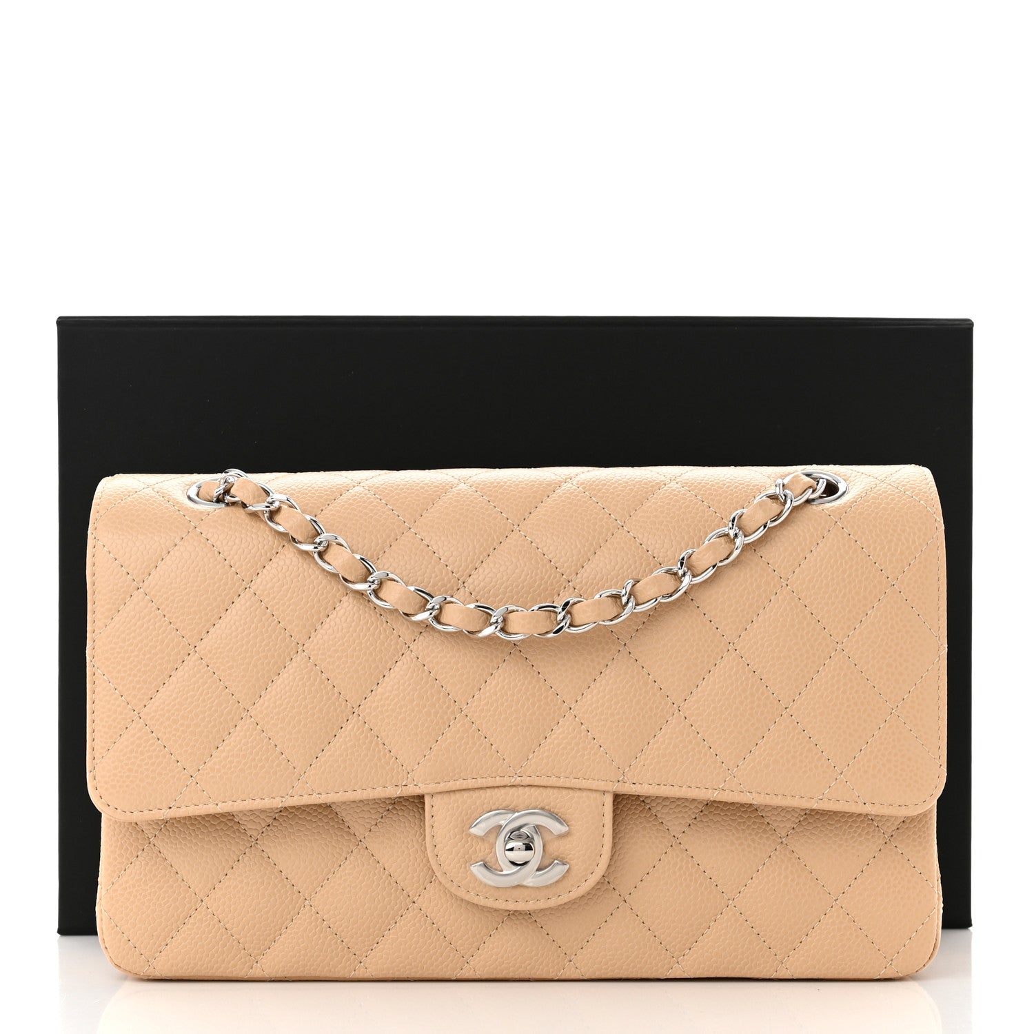 Chanel Caviar Quilted Medium Double Flap Beige 11 of 11