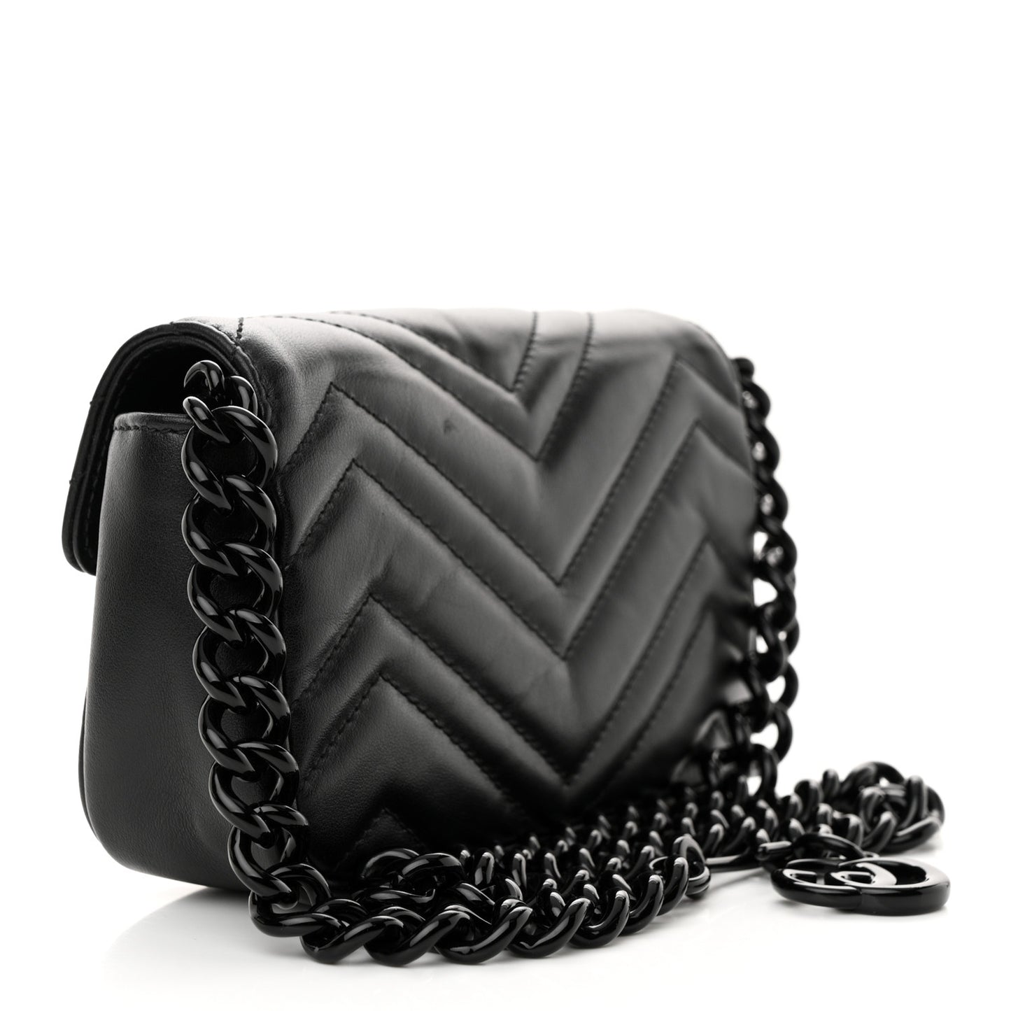 Calfskin Matelasse Monochrome GG Marmont Chain Belt Bag Black