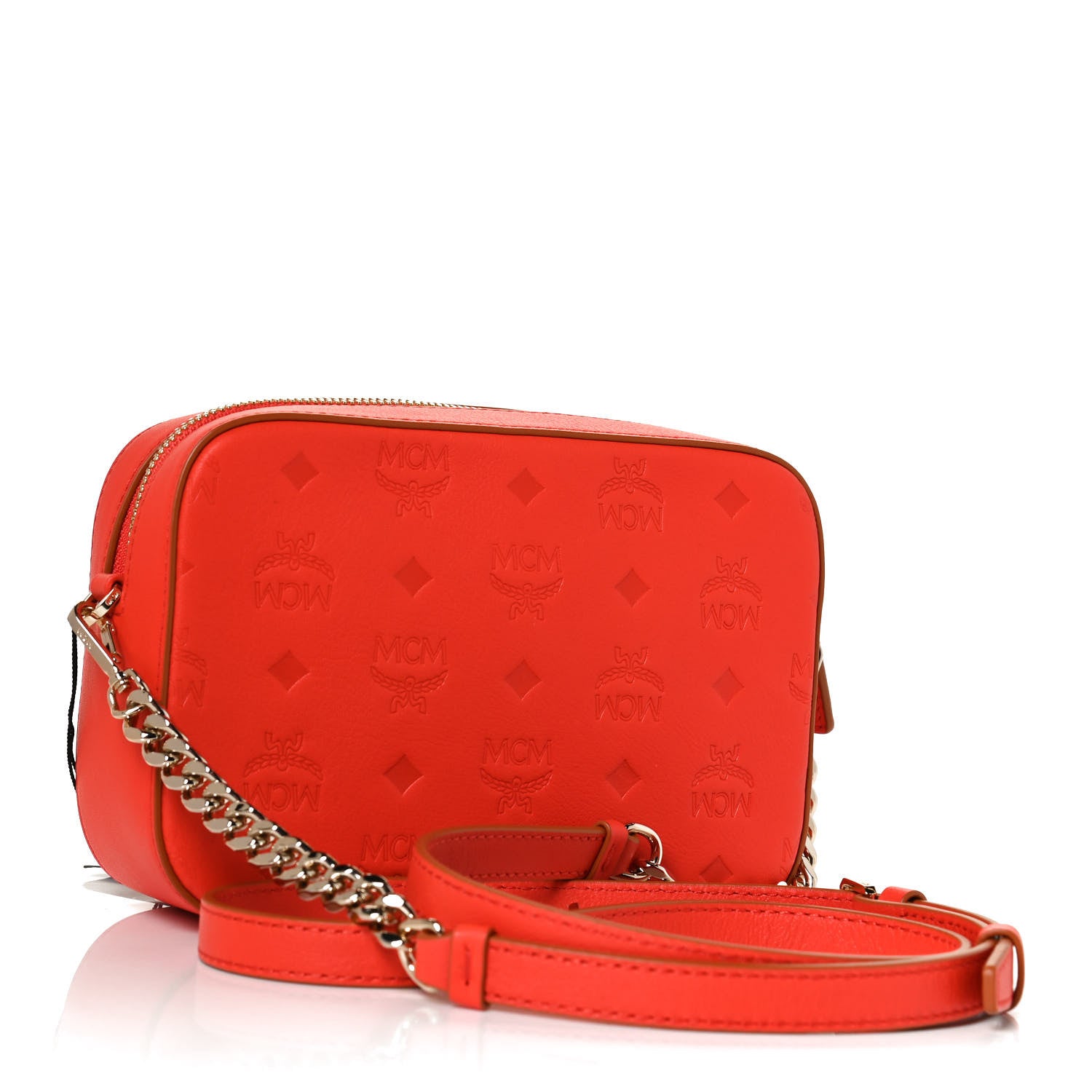 MCM Calfskin Ottomar Monogram Klara Crossbody Bag Hot Coral 3 of 10