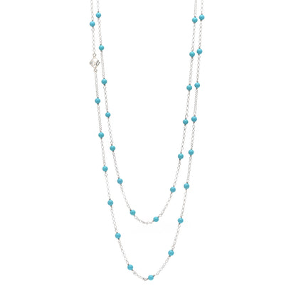 David Yurman Sterling Silver Turquoise Long Bead Station Necklace 1 of 3