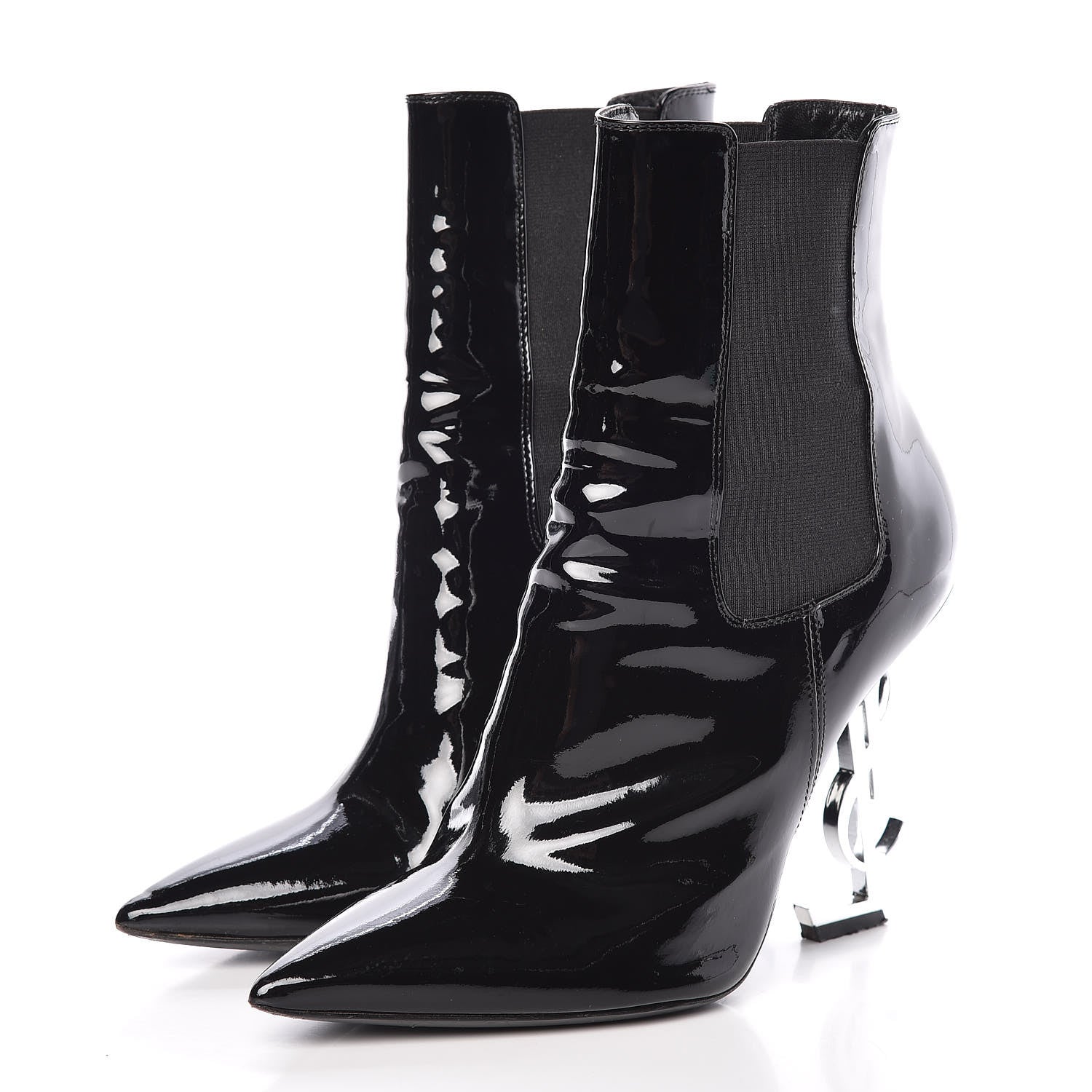 Saint Laurent Patent Opyum Ankle Boot 37.5 Black 3 of 11