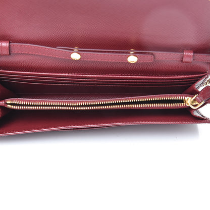 Prada Saffiano Metal Oro Chain Wallet Cherry 5 of 11
