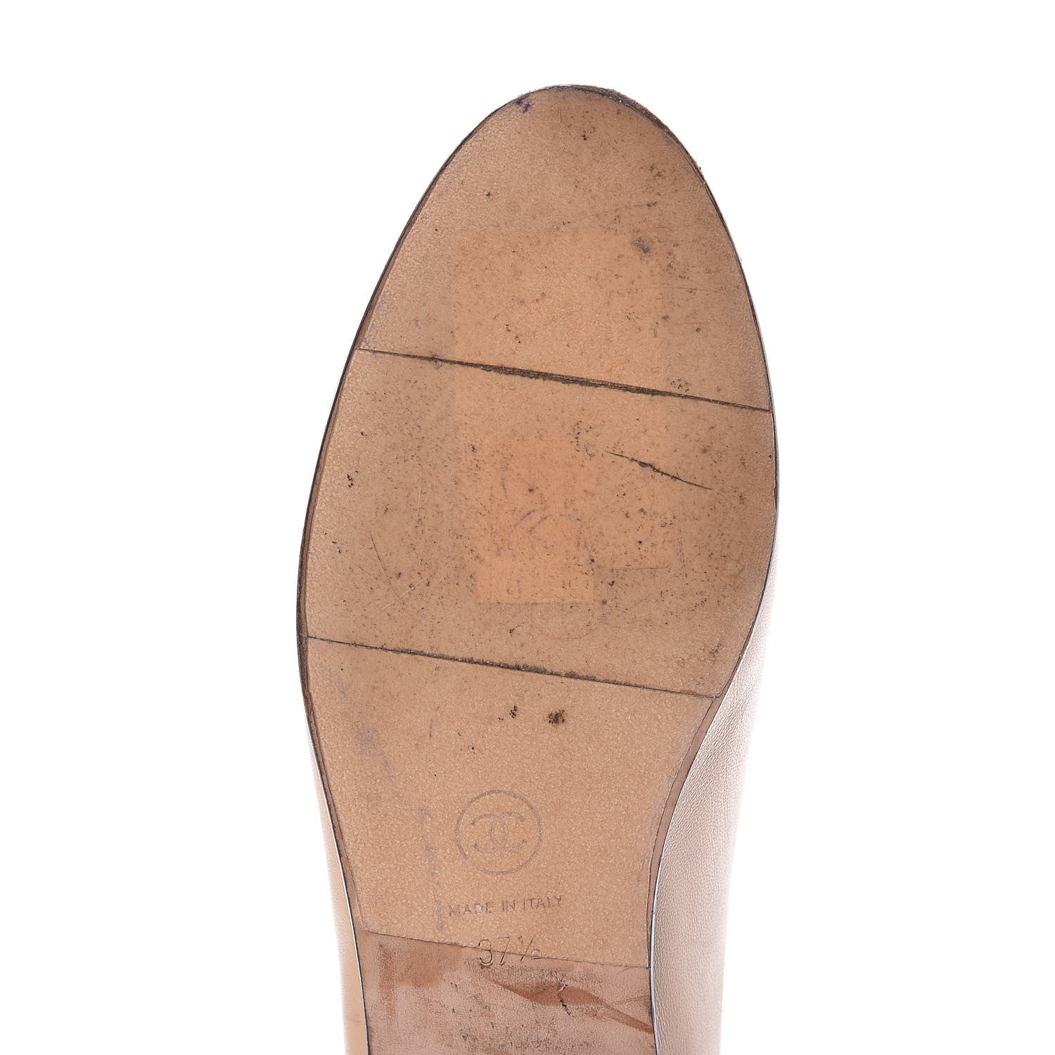 Chanel Lambskin CC Cap Toe Ballerina Flats 37.5 Beige Black 12 of 16