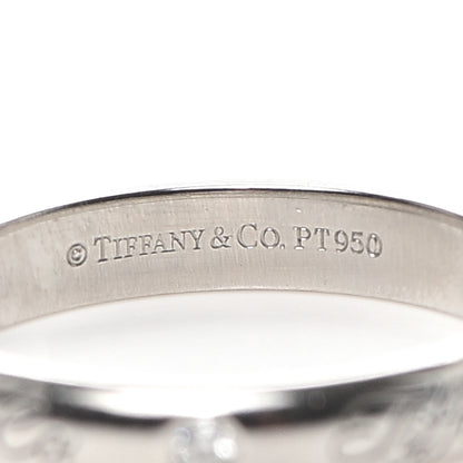 Tiffany Platinum Diamond Logo Band Ring 50 5.25 4 of 5