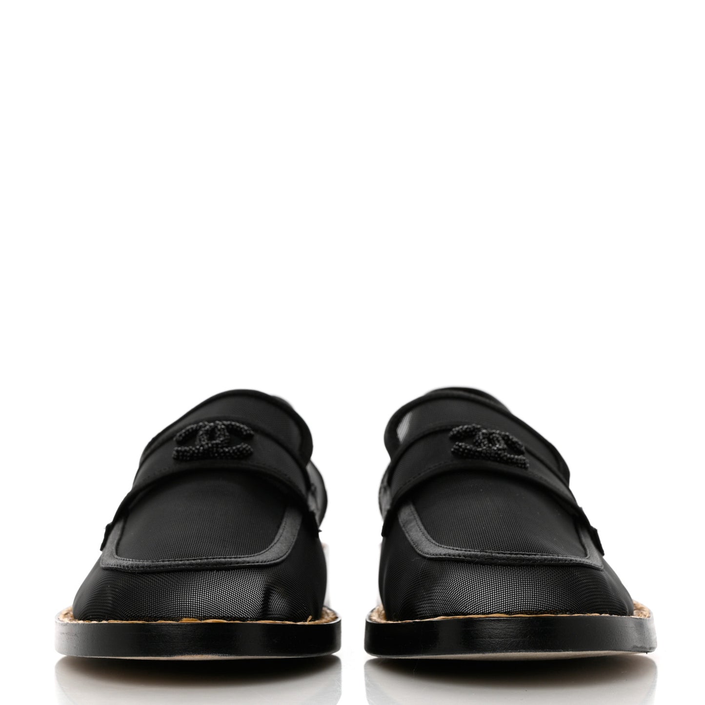 Mesh Satin CC Loafers 40 Black
