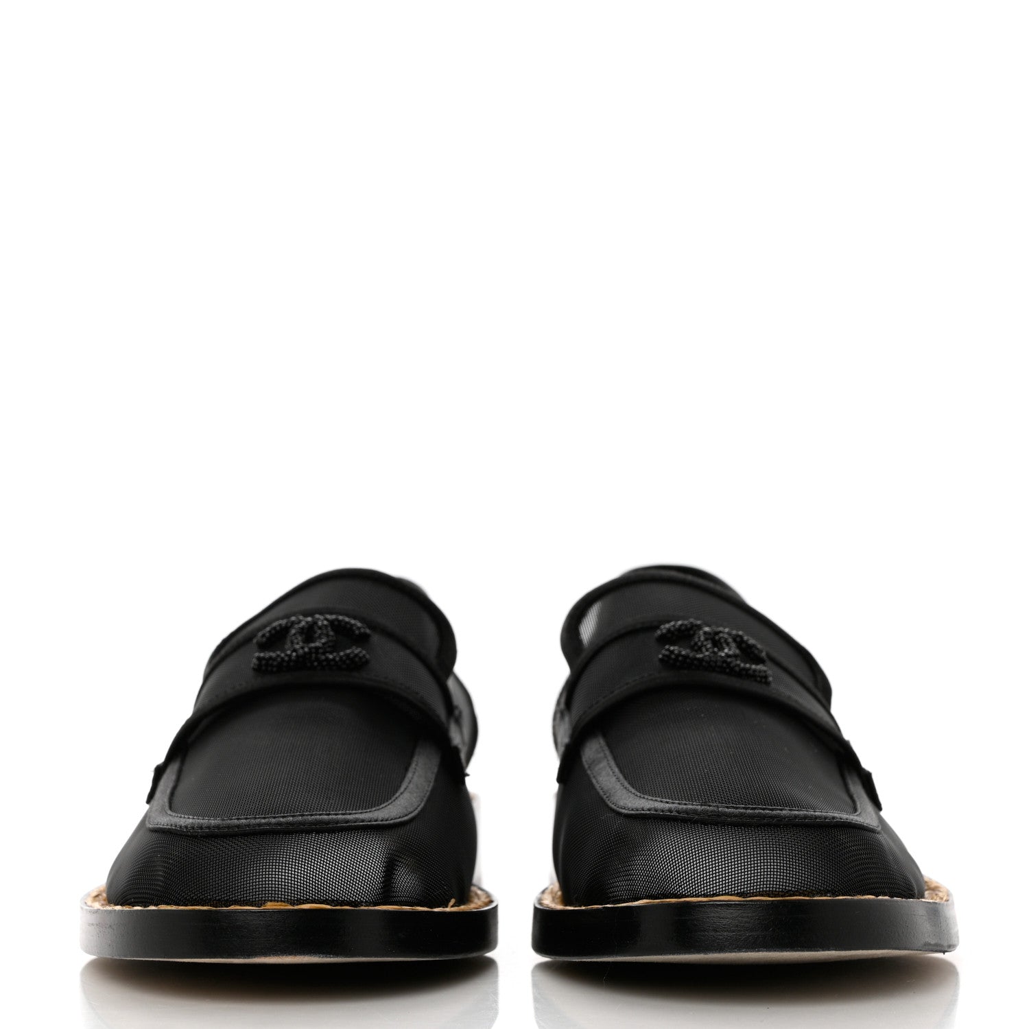Chanel Mesh Satin CC Loafers 40 Black 2 of 8