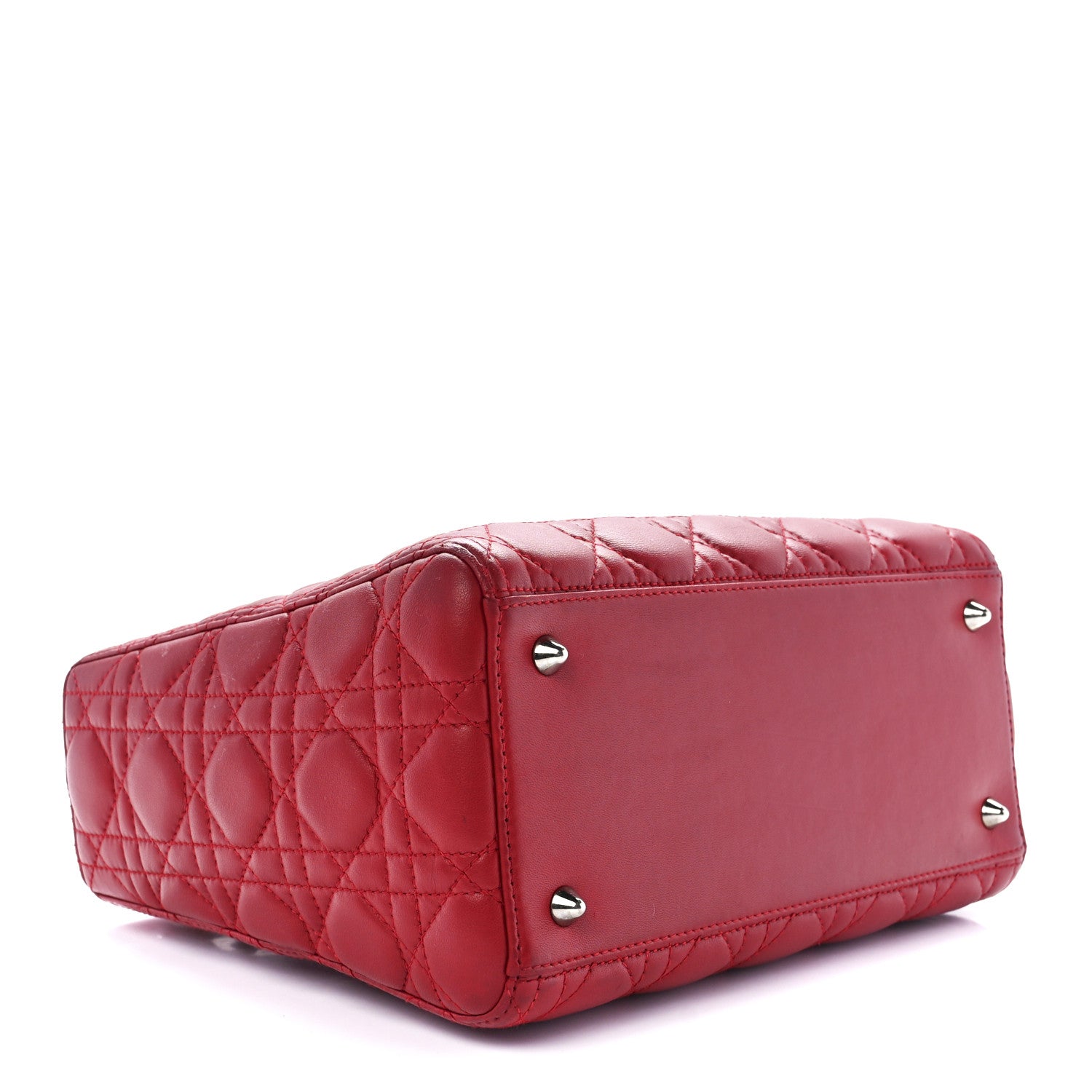 Christian Dior Lambskin Cannage Medium Lady Dior Red 4 of 11