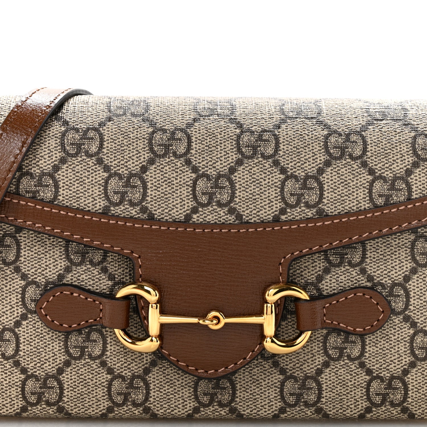 Gucci GG Supreme Monogram Mini Horsebit 1955 Shoulder Bag Beige Brown Sugar 8 of 11