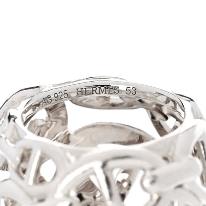 Hermes Sterling Silver GM Chaine d'Ancre Enchainee Dome Ring 53 6.25 3 of 5