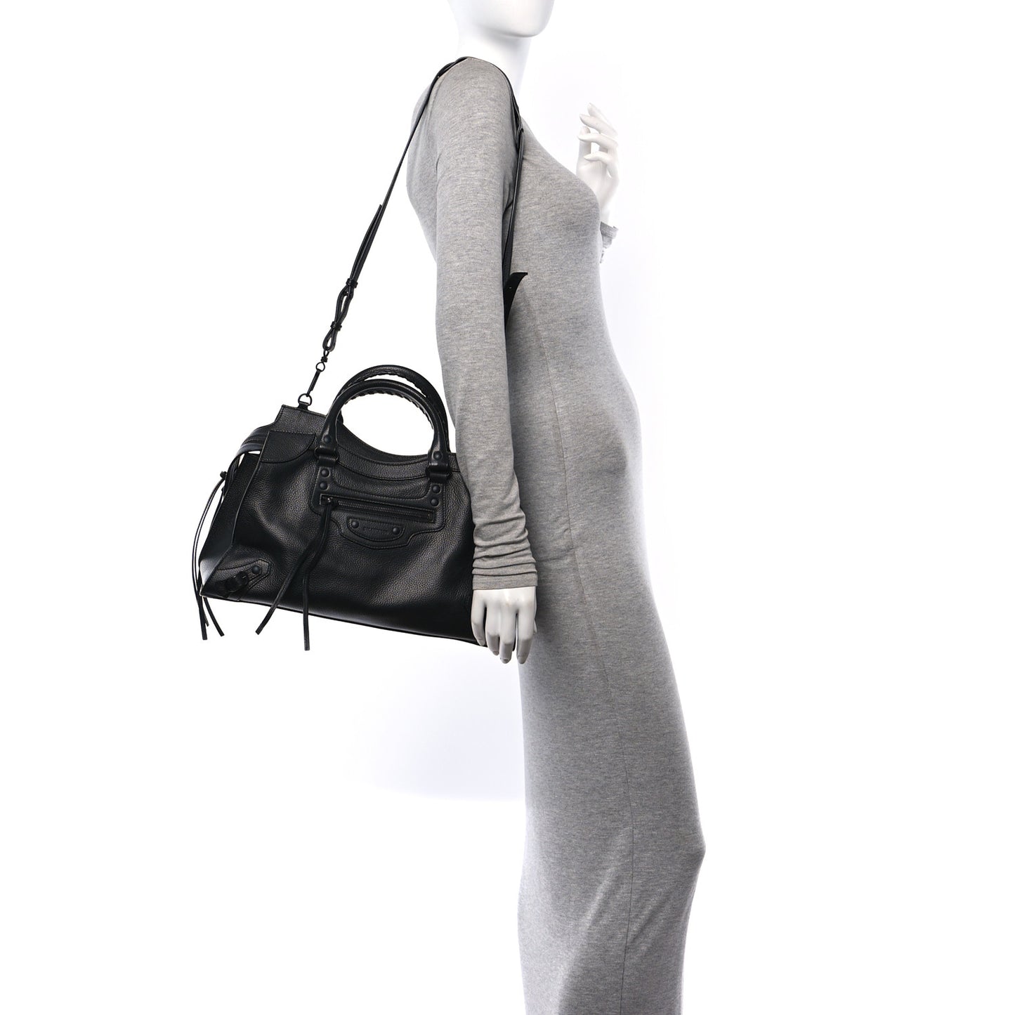 Grained Calfskin Black Hardware Neo Classic City Black