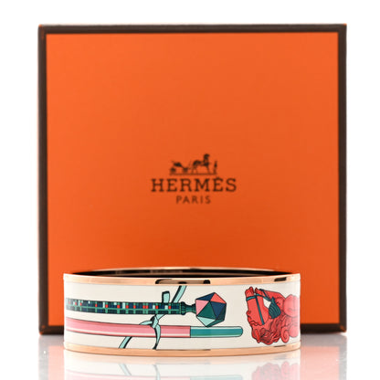 Hermes Enamel Printed Wide Les Cannes Bracelet L Baroque 6 of 6