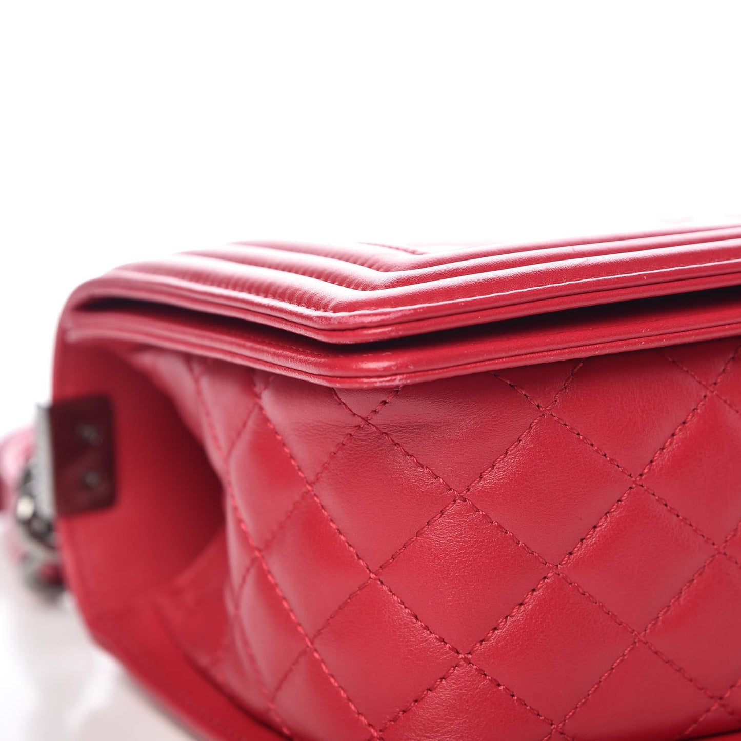 Lambskin Chevron Quilted Medium Boy Flap Dark Pink