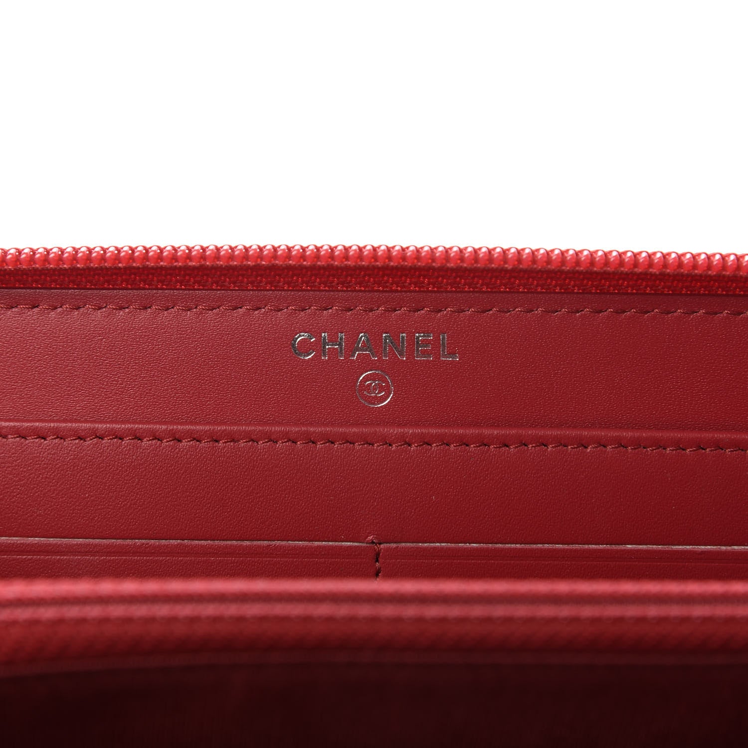 Chanel Patent Quilted Boy Zip Around Wallet Red 8 of 10