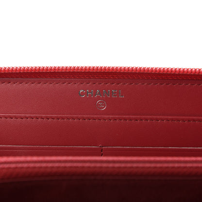 Chanel Patent Quilted Boy Zip Around Wallet Red 8 of 10
