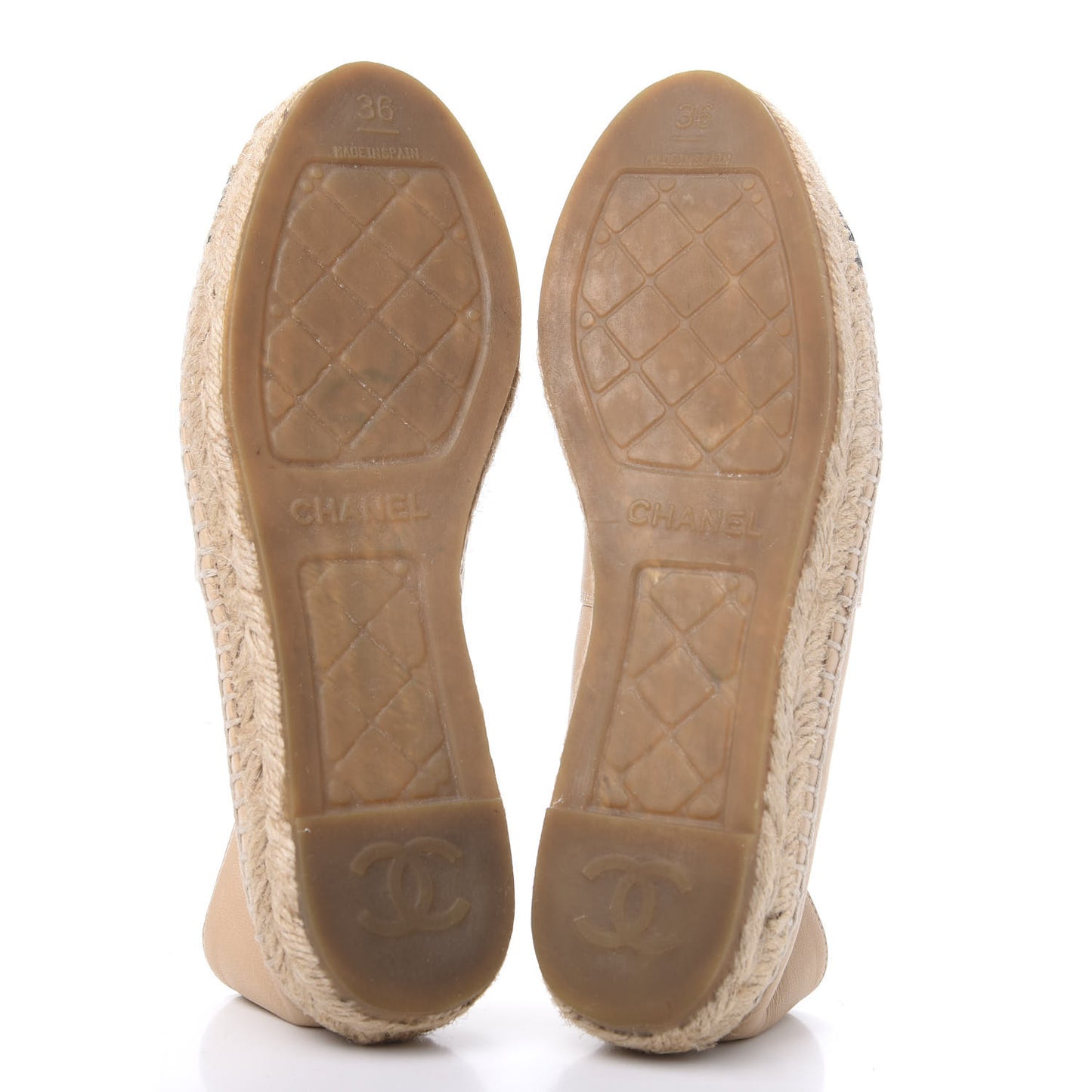 Lambskin CC Espadrilles 36 Beige Black