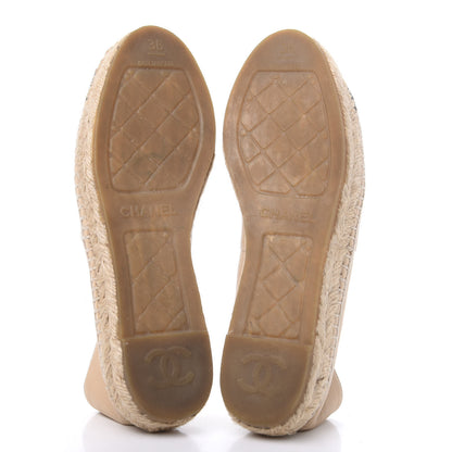 Chanel Lambskin CC Espadrilles 36 Beige Black 5 of 12