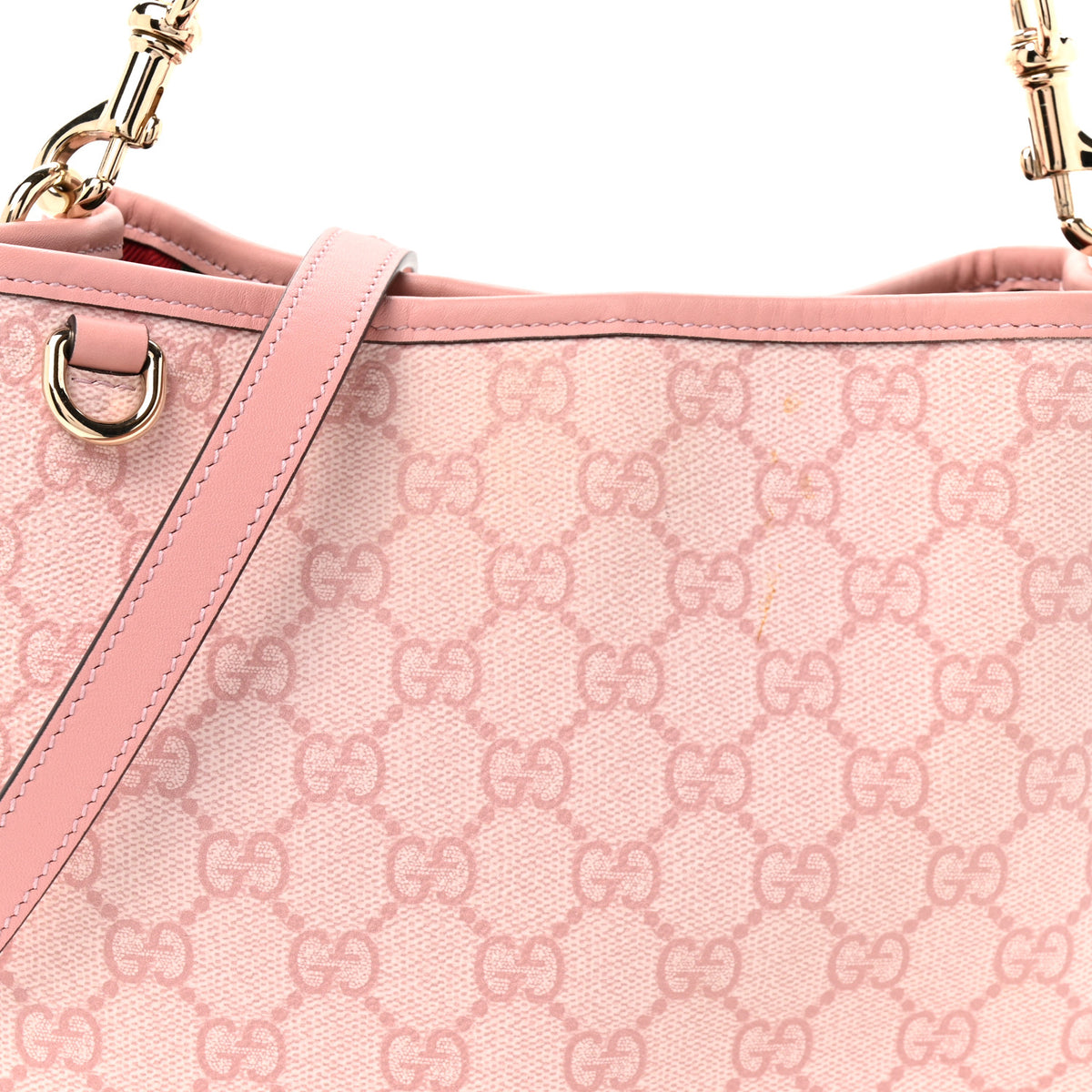 GG Supreme Monogram Emblem Mini Bucket Bag Pink